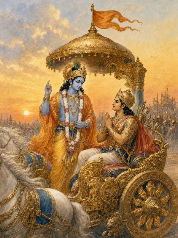 Krishna and Arjuna illustration