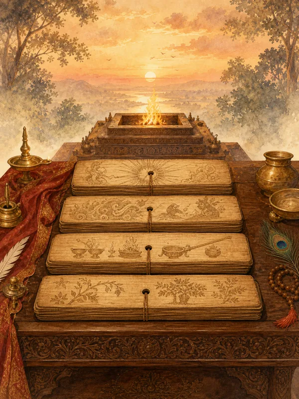 Four Vedas manuscripts illustration
